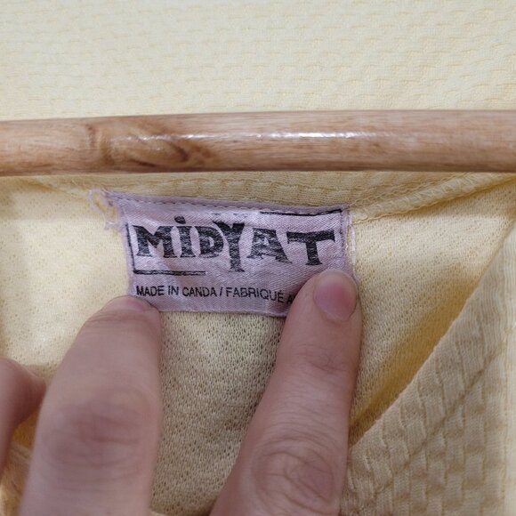 Vintage Midyat Soft Yellow 90s Thermal Texture Y2K Matching Set Short Sleeve - Picture 6 of 14